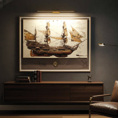 Vintage Explorer Ship Wall Art Frame IDC211-A9