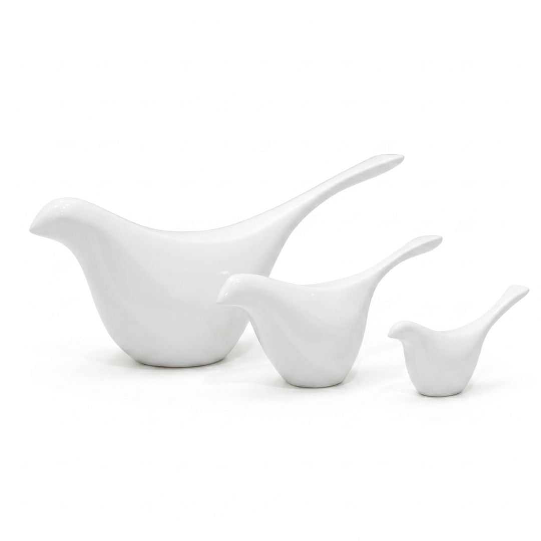 Minimalist White Bird Figurine Set Showpiece IDC71-A199